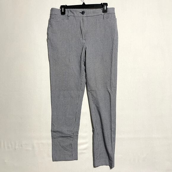 LOFT‎ Houndstooth Slim Ankle Pants Black White Check Trousers - Size 12T - Picture 2 of 11